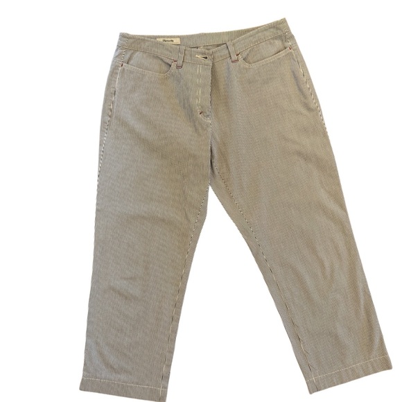 Faconnable Blue and White Pinstriped Pants with Red Stitch Accents – Size 8 - Picture 3 of 5